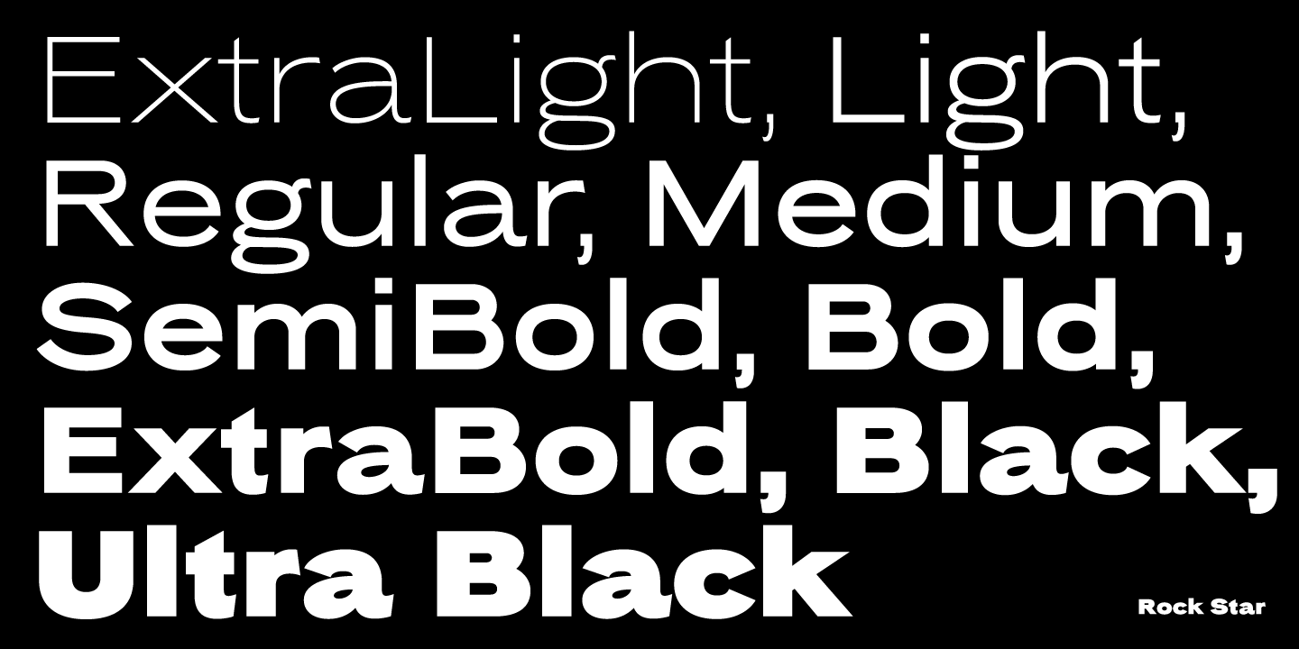 Ejemplo de fuente Rock Star Bold Italic